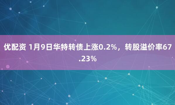 优配资 1月9日华特转债上涨0.2%，转股溢价率67.23%